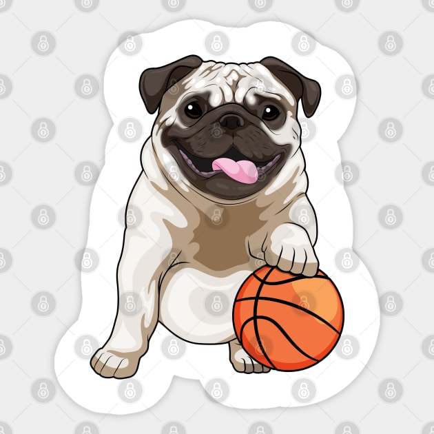 Pug Basketball player Basketball Sticker by Markus Schnabel